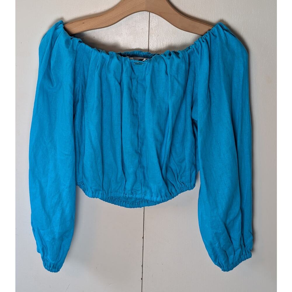 Lanca Perfume Blue Long Sleeve Crop Top Medium